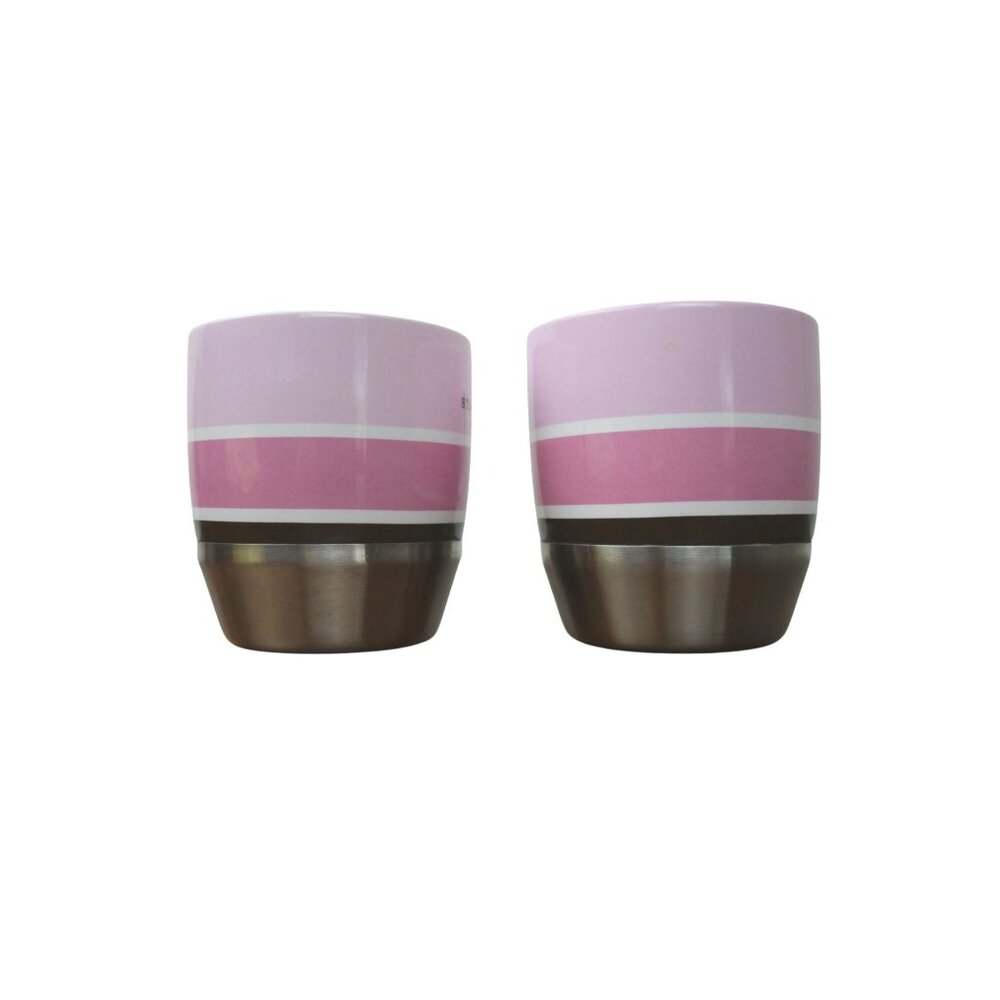 Starbucks Coffee Pink & Stainless Steel Ceramic Mugs 10oz Set Of 2 Durable & Sty - Picture 4 of 7
